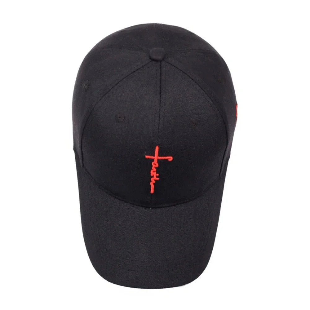 Casual Baseball Cap with English Cross Embroidery Adjustable Hat for Men Women Teens