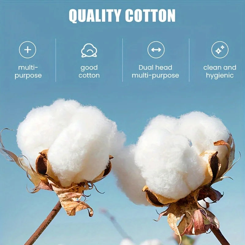 1000Count Cotton Swabs - Bamboo Sticks Cotton Swabs For Ears - Double Round Thick Cotton Buds Suitable For Makeup And Cleaning