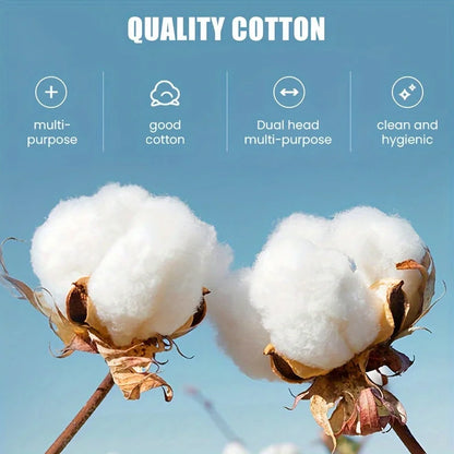 1000Count Cotton Swabs - Bamboo Sticks Cotton Swabs For Ears - Double Round Thick Cotton Buds Suitable For Makeup And Cleaning