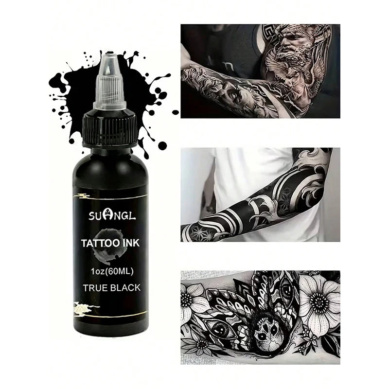 SUANGL Professional Black Tattoo Ink High Saturation Waterproof Permanent Pigment 30ml for Tattoo Studio Tattoo Accessories