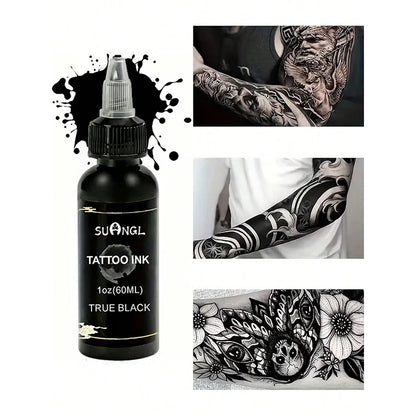 SUANGL Professional Black Tattoo Ink High Saturation Waterproof Permanent Pigment 30ml for Tattoo Studio Tattoo Accessories