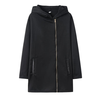 Fashion Trend Loose Side Zipper Plus Fleece Jacket Hooded Sweater Woman