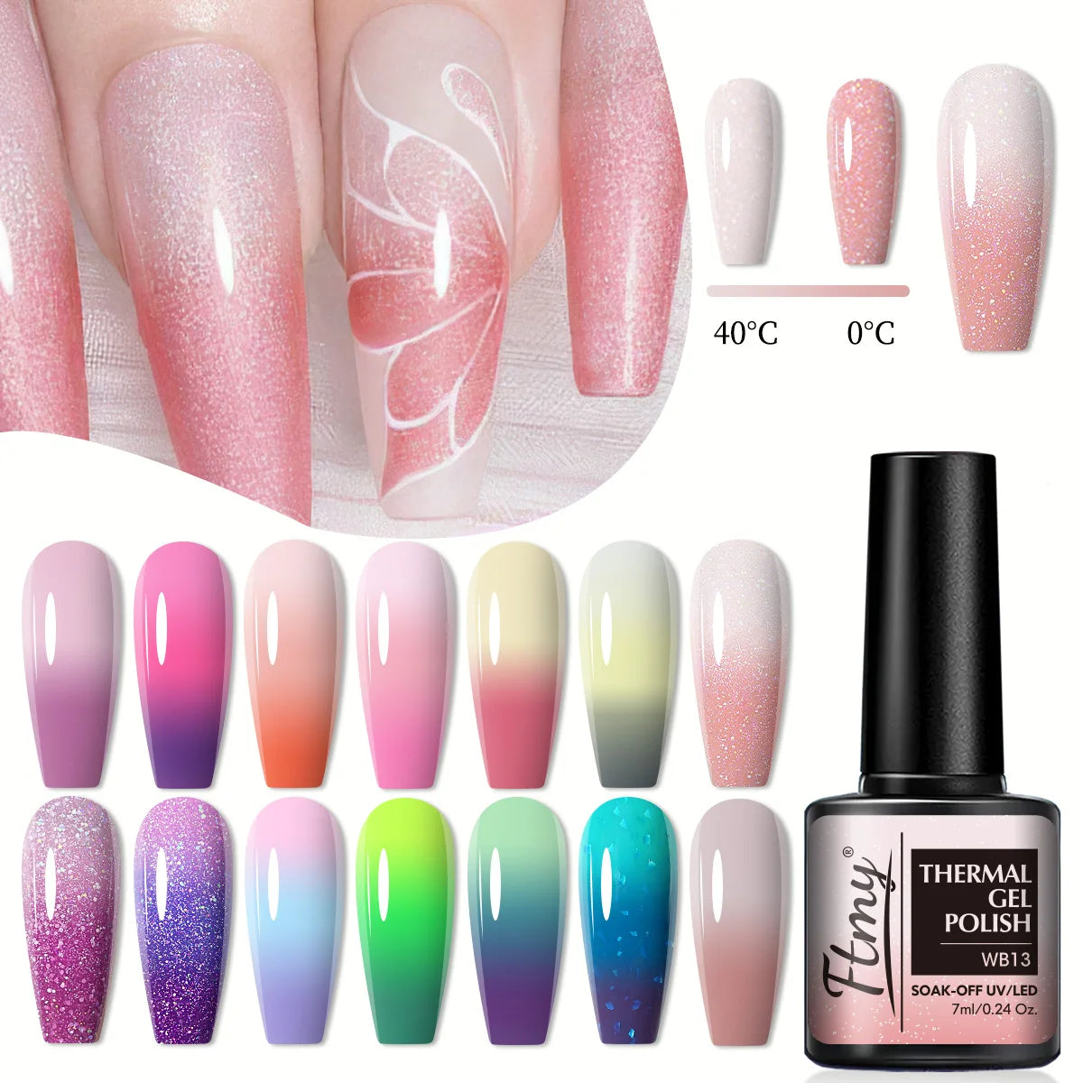 Color Changing Gel Nail Polish, Temperature-Sensitive, 7ml, Lead-Free, No Fragrance, Nail Art Manicure Gel Polish For Salon Use