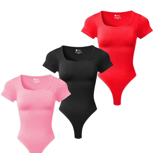 Dam Shapewear Bodysuit 2026 – Fyrkantig Hals Kortärmad Hög Midja Slimming, S–XXL