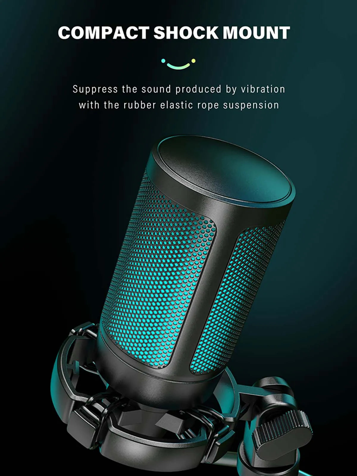 AmpliGame RGB USB Gaming Microphone with Light-touch Mute,Condenser Mic with Tripod for PC,PS4/5,Laptop Streaming Podcasting -A2