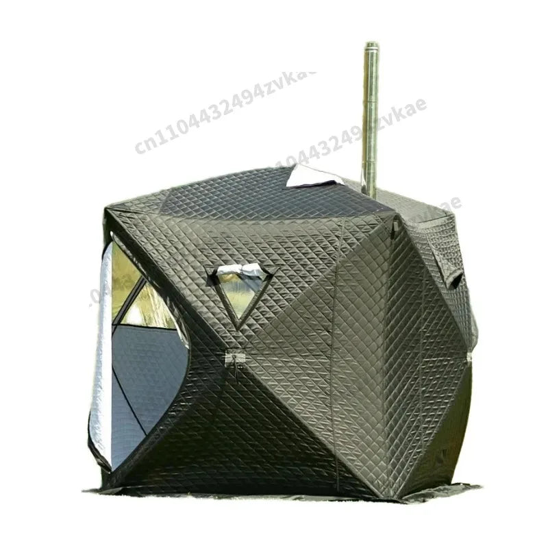 Winter Outdoor Pop Up Windproof Thickened Cold Resistant Sauna Room Portable Square Large Ice Fishing House Tent