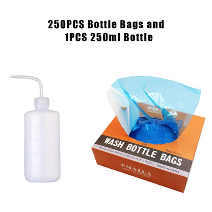 250pcs Tattoo Wash Bottle Bags and 250/500ml Tattoo Wash Bottle for Green Soap Bottle Cleaning Supply Tattoo Accessories