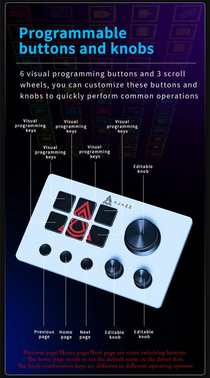 AJAZZ AKP03 Desktop Control Panel, Programmable Keypad for Stock Trading Live Streaming Audio Mixing, Shortcut Controller