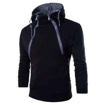 Hot Selling New Style Fashionable Placket Double Zipper Cardigan Contrasting Color Hooded Jacket Fleece Hoodie Custom Logo Print