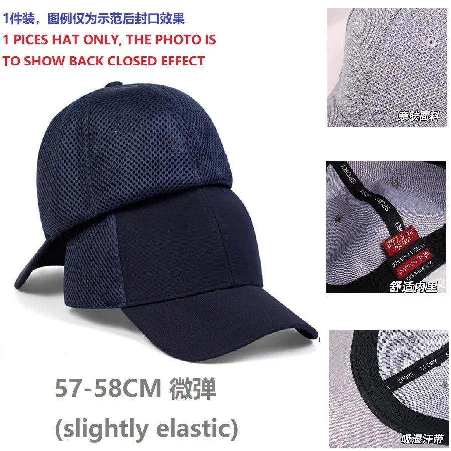 Adult Back Closed Baseball Cap for Small Head Lady Man Blank Hiphop Snapback Hat Fitted Flat Caps 58cm to 60cm