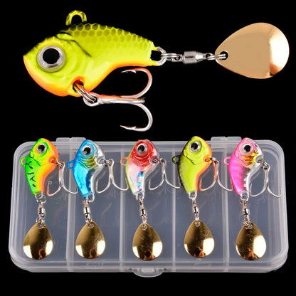 5Pcs/box Rotating Metal VIB Vibration Bait Spinner Spoon Fishing Lures 5g-20g Jigs Trout Winter Fishing Hard Baits Tackle Pesca