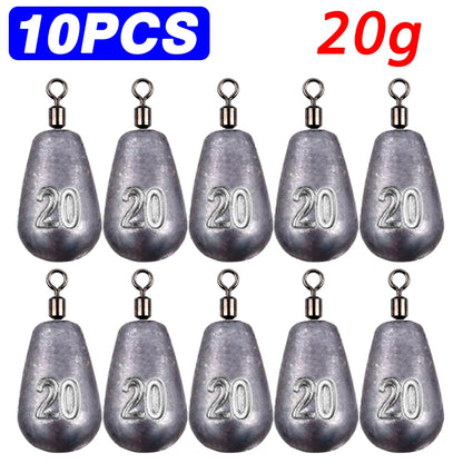 Fishing Weight 10PCS 3.5g 5g 7g 10g 14g 20g Tube Bullet Quick Rod Jig Head Casting Metal Tackle Kit Pesca Tool Plumb Pendant