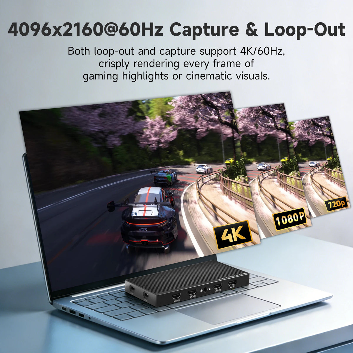 4-Kanals 4K60 HDMI Capture Card – 4 ingångar, Loop-out, USB-C UVC för OBS, vMix & Live Streaming