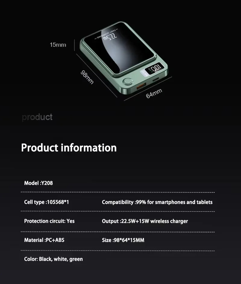 Lenovo New 500000mAh Magnetic Wireless Power Bank Super Fast Charging LED Display Digital for MagSafe For iPhone Huawei Xiaomi