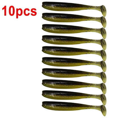 10pcs/Lot Fishing Lure T Tail Worm Soft Bait Jigging Wobblers Tackle Bass Pike Artificial Silicone Swimbait 55mm 70/90mm 120mm