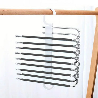 Upgrade 9 Layers Pants Hangers Space Saving, Jeans Hangers Non Slip Stainless Steel Multifunctional Rack S-Type Closet Organizer