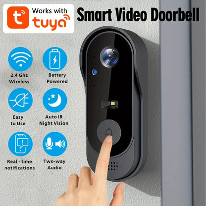 Tuya WiFi Smart Video Doorbell 1080P – 170°, Tvåvägsljud, IR-nattseende, 1000mAh, SD-kort & Moln
