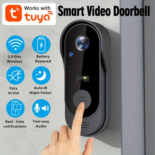 Tuya WiFi Smart Video Doorbell 1080P – 170°, Tvåvägsljud, IR-nattseende, 1000mAh, SD-kort & Moln