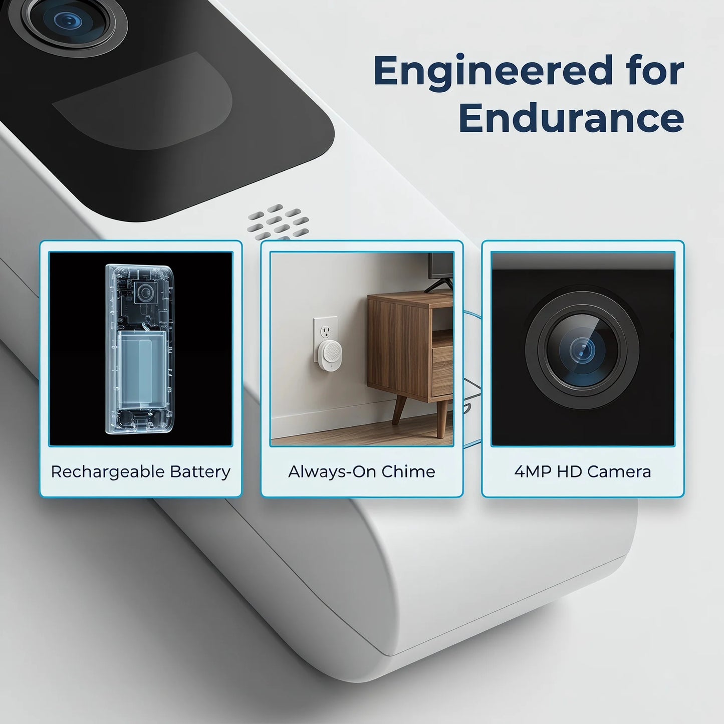 ARCCTV 2K WiFi Dörrklocka – 2560×1440, Sony-sensor, IR 12m, IP66, Siren, EU-lager (Tyskland)