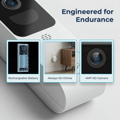 ARCCTV 2K WiFi Dörrklocka – 2560×1440, Sony-sensor, IR 12m, IP66, Siren, EU-lager (Tyskland)