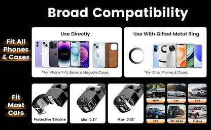 Magsafe Phone Holder for Backseat, Hideable Storage Key Bag & Bendable Strong Magnetic Seat Phone Holder