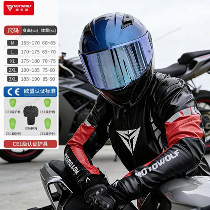 CE Certified Motorbike Leather Jacket for Men Autumn Winter Warm Windproof Riding Coat with Removable Liner Motorcycle Jacket