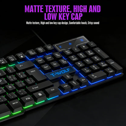 Mechanical Feel Gaming Keyboard Light Backlit RGB Wired Keyboard USB Office Home Media Keys Russian Spanish Arabic English