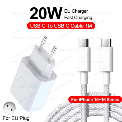 PD 20W/40W Snabbladdare för iPhone och USB-C-kablar – Kompatibel med iPhone 11–16 Pro Max