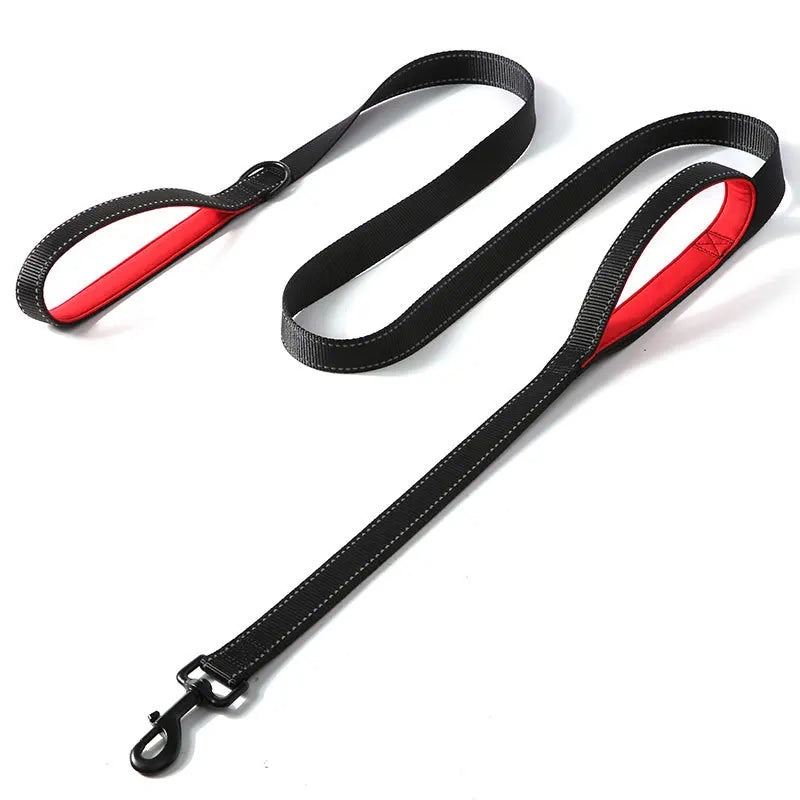 Hundkoppel i nylon med två handtag – reflekterande träningskoppel 120, 150 eller 180 cm