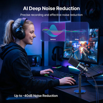 BOYA CastMic S60 USB/XLR Dynamic Microphone with RGB for Gaming, Streaming, Podcasts Studio Grade 4 in 1 Support Phone PC Laptop