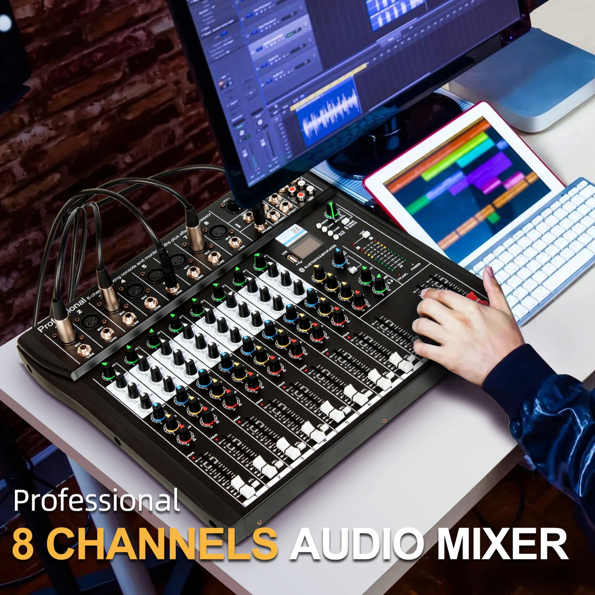 Audio Mixer 6/8/12 Channels Professional DJ Mixer LR Microphone/Line Input, AUX, FX Processor MP3, Headphones, +48V Phantom