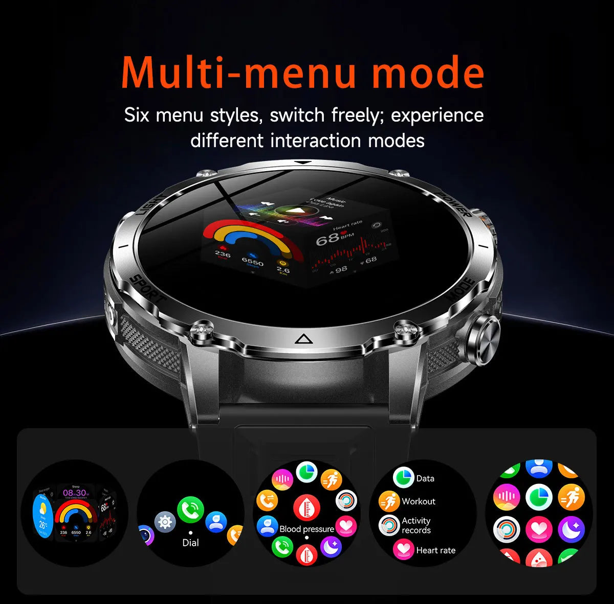 2026 1400mAh Big Battery Smart Watch Men Outdoor GPS Flashlight IP68 Waterproof Bluetooth Call AMOLED Military Sports Smartwatch