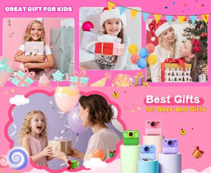 Children Digital Camera Photography Instant Camera 1080P HD Dual Lens Kids Video Recorder Toys for Girls Boys Best Birthday Gift
