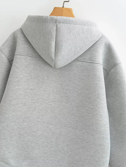 HH Autumn Winter Women's Zipper Hoodie Coat High Street Double Pockets Oversize Jakcet Loose Sweatshirts Outerwear Top