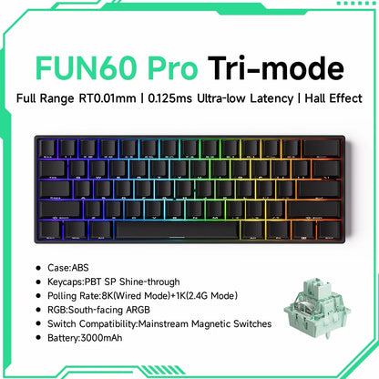 MonsGeek FUN60 Pro HE gamingtangentbord 60 % med magnetiska brytare