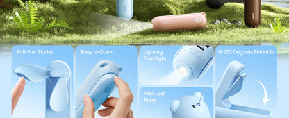 JISULIFE Handhållen Fläkt F8X – 4500mAh, 37h Drifttid, 3 Hastigheter, Powerbank & Ficklampa