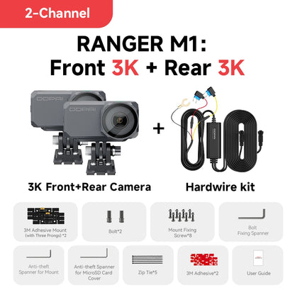 DDPAI Dash Cam RANGER M1 MC-kamera IP67 Vattentät med WiFi Night Vision