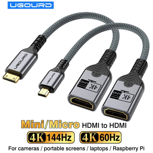 Mini/Micro HDMI hane till HDMI hona-adapter 4K