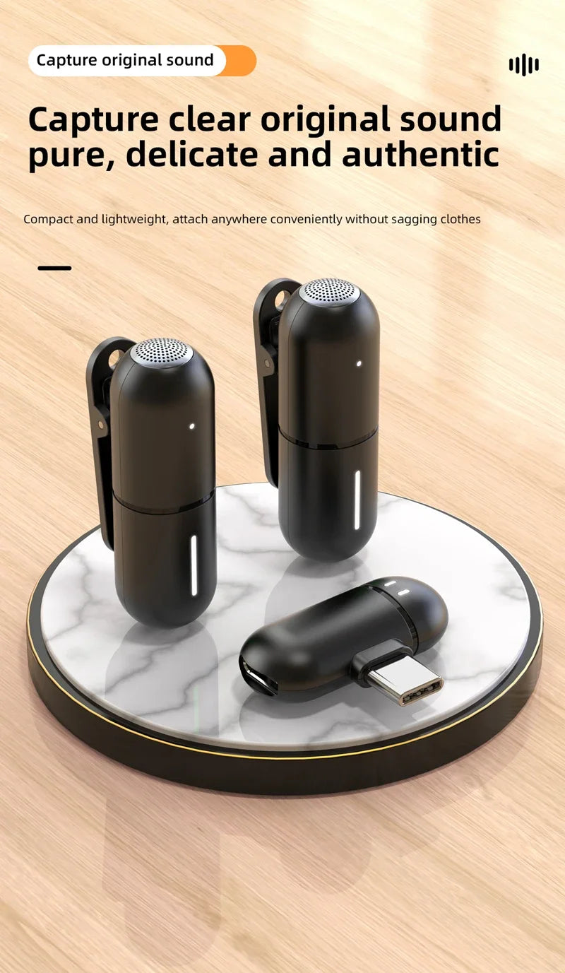 Wireless Mini Lavalier Microphone Live Broadcast Gaming Recording Interview Vlog Professional Microphone for iPhone iPad Android