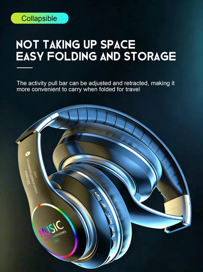 Wireless Bluetooth 5.0 HiFi Headphone With On-Ear Headset Stereo Sound Earphones Sports Office Game Foldable Low Latency