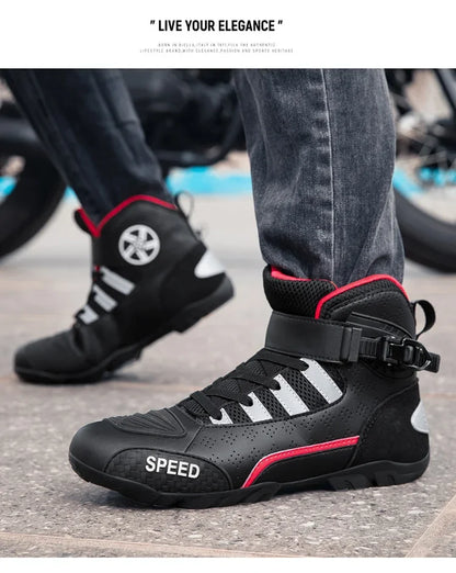 2026 New Leather Motos Breathable Anti Slip Wear-resistant Riders Boots Motorcycle Boots Men Motorbike Racing Ankle Length Shoes