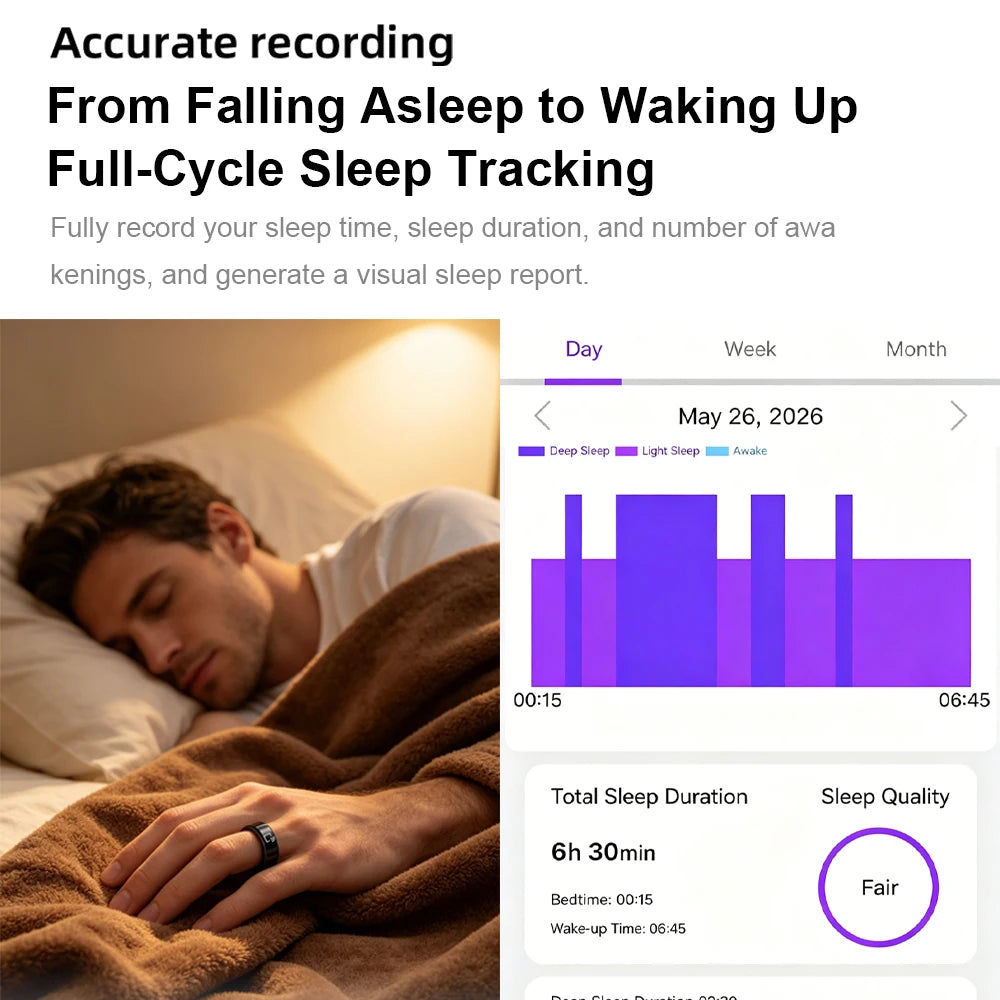 IP68 Waterproof Ceramic NFC Smart Ring Door Access Control Sleep Sports Health Tracking Minimalist Wearable Smartlife Key Ring