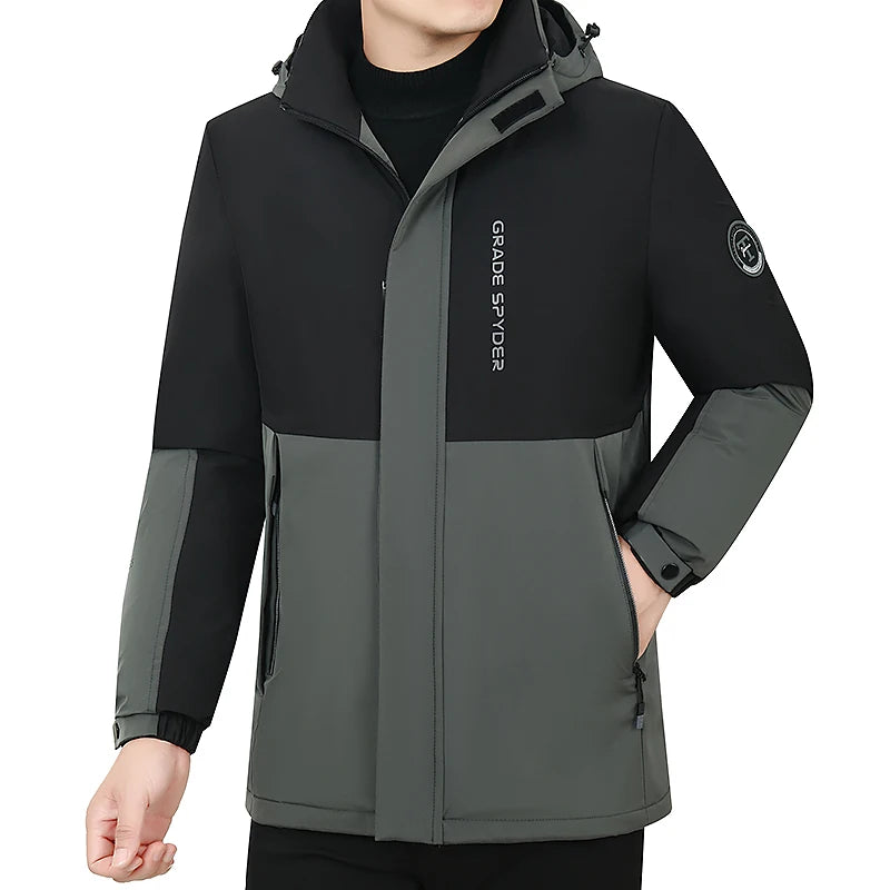 Herr Lång Vinterjacka Parkas med Huva – Varm Vindskyddande Vattentät Outwear, 2 Färger, Storlek XXS–5XL