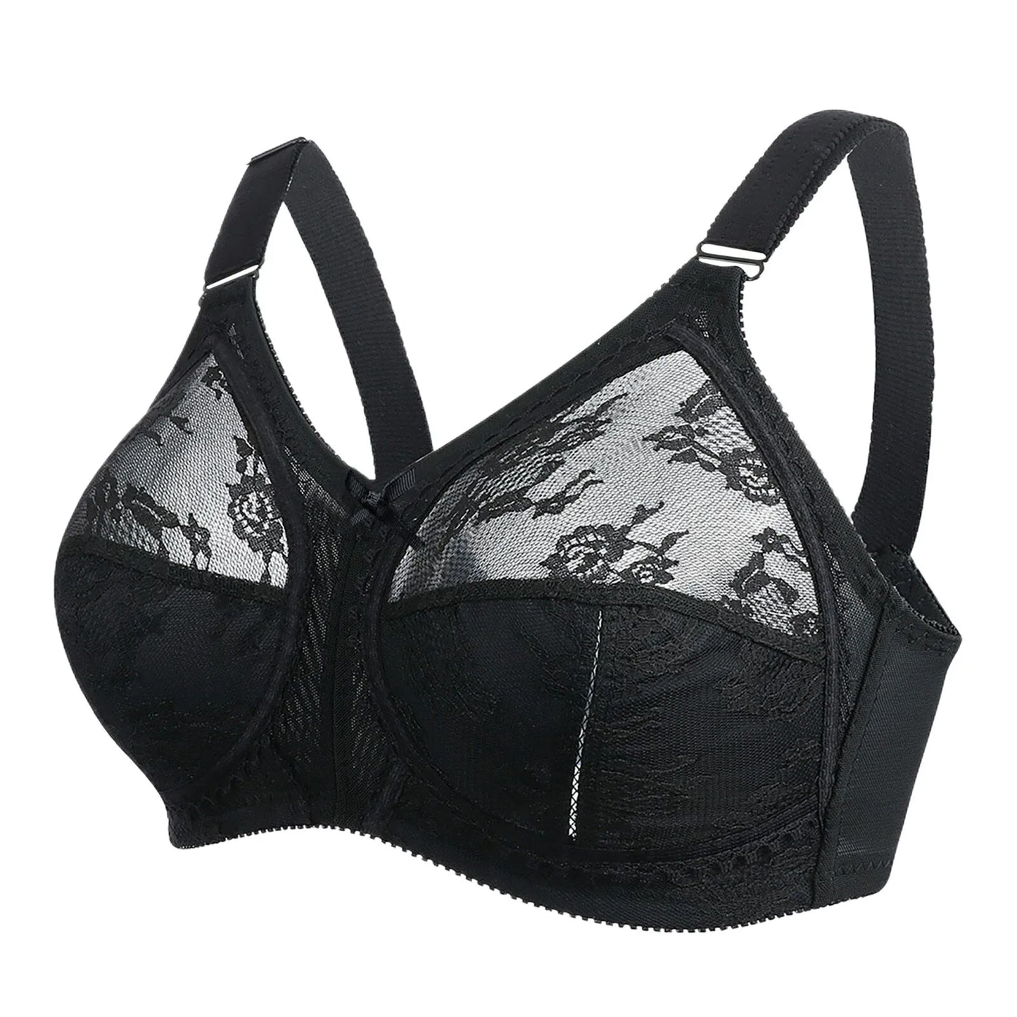Women's Plus Size Bra Floral Lace Full Coverage Sexy No Steel Ring Bra Wrap Chest Sleeping Underwear Seamless Bras For Woman
