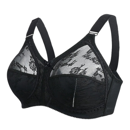 Women's Plus Size Bra Floral Lace Full Coverage Sexy No Steel Ring Bra Wrap Chest Sleeping Underwear Seamless Bras For Woman