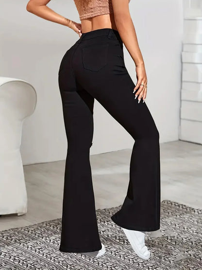 Hot Sale Women Stretch Thin Flared Jeans Lady Fashion High Waist Denim Pants Girls Korean Ins Fashion Straight Leg Trousers