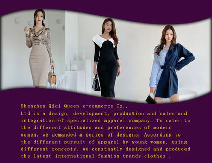 H Han Queen Hot Sale Elegant Fashion Lace Fold Split Pencil Dress Simple Series Dresses Women Korean Mid Office Casual Vestidos