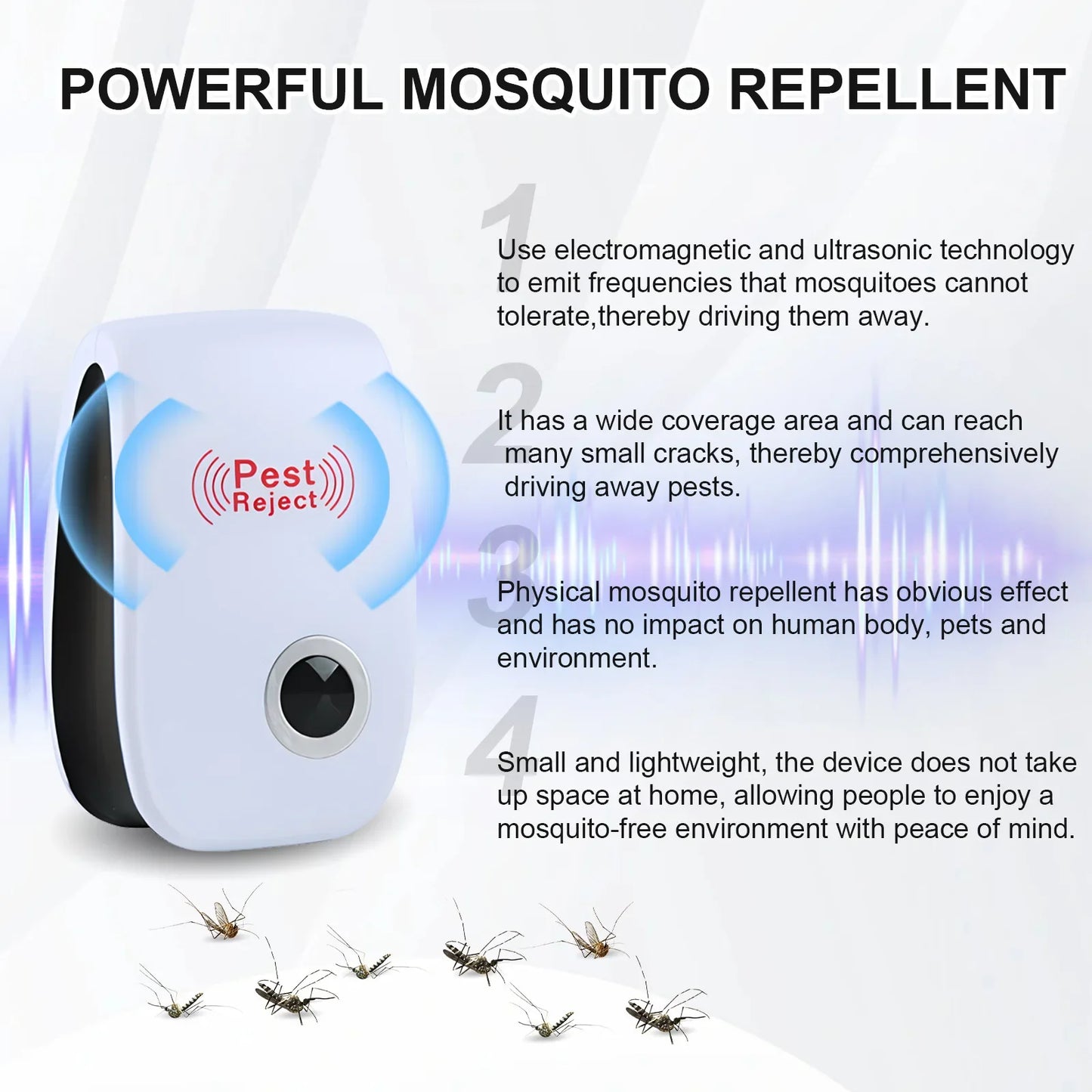 Plug-In Ultrasonic Pest Repeller,Electronic Insect Control,Mosquito Repellent For Home,Repels Mice Ants Spiders Cockroaches