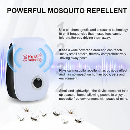 Plug-In Ultrasonic Pest Repeller,Electronic Insect Control,Mosquito Repellent For Home,Repels Mice Ants Spiders Cockroaches