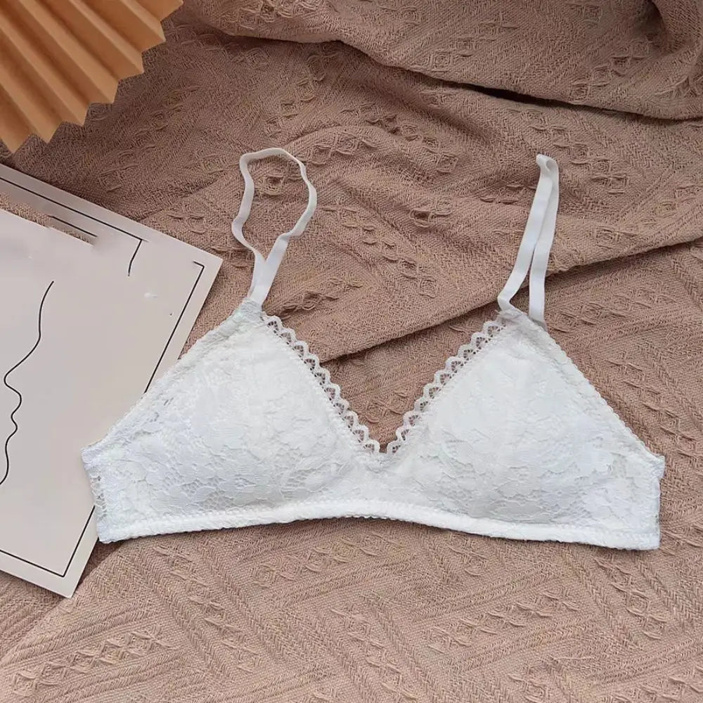 Breathable Sweet Wireless Deep V Bra Shockproof Anti-sagging Underwear for Women Thin Lingerie Lace Push Up Bra Girls